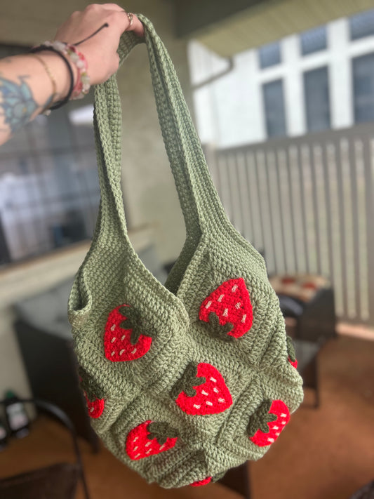 Strawberry Granny Square Bag